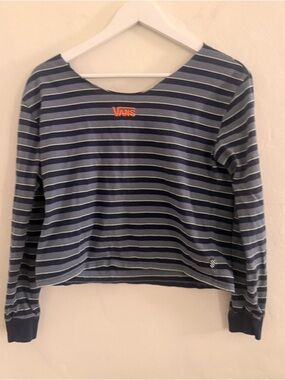 Vans Navy & Light Blue Striped Long Sleeve Shirt